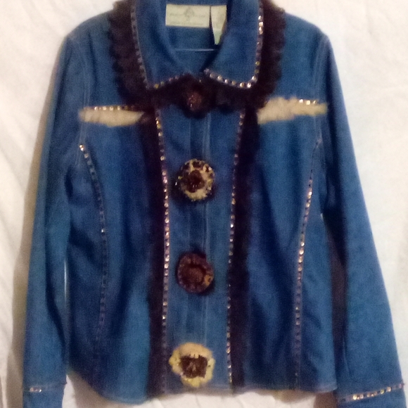 Vintage Lace Denim Jacket - Picture 2 of 2